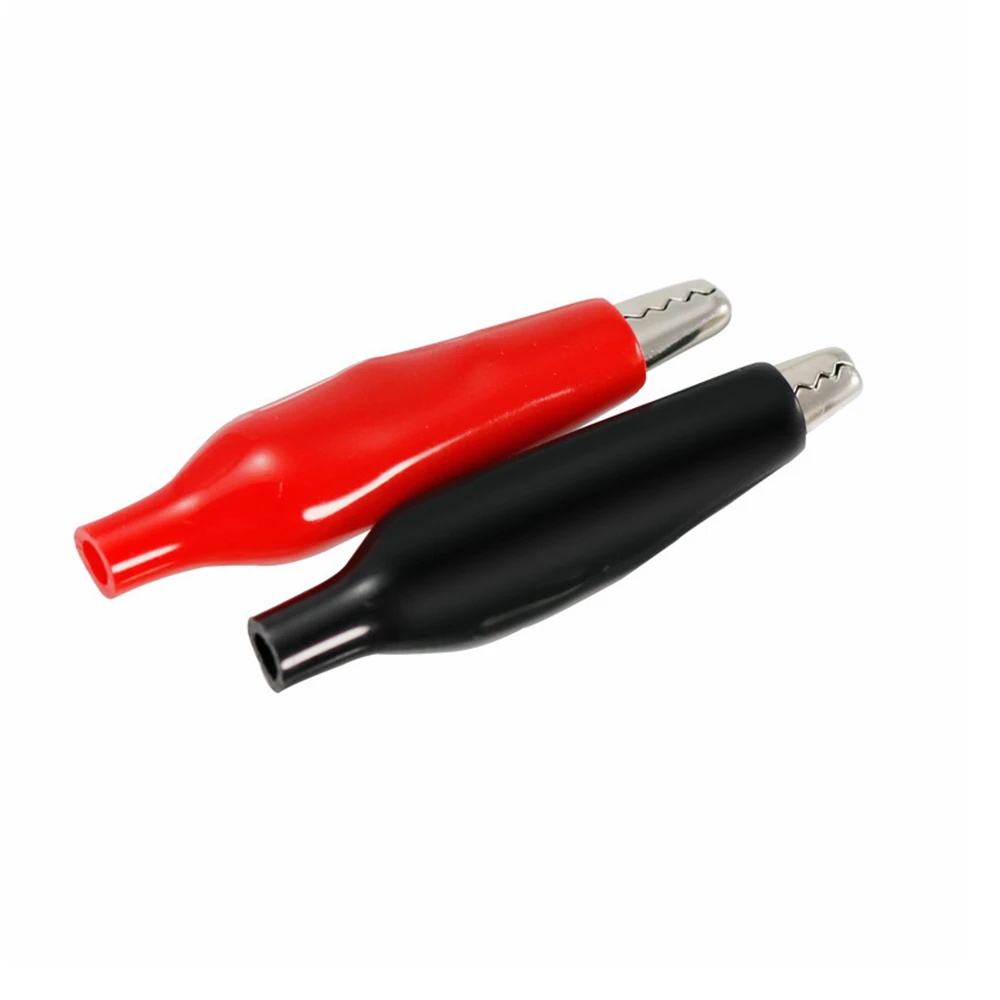 10pcs/lot 28mm/35mm/45mm Metal Alligator Clip G98 Crocodile Electrical Clamp Testing Probe Meter Black Red with Plastic Boot Car