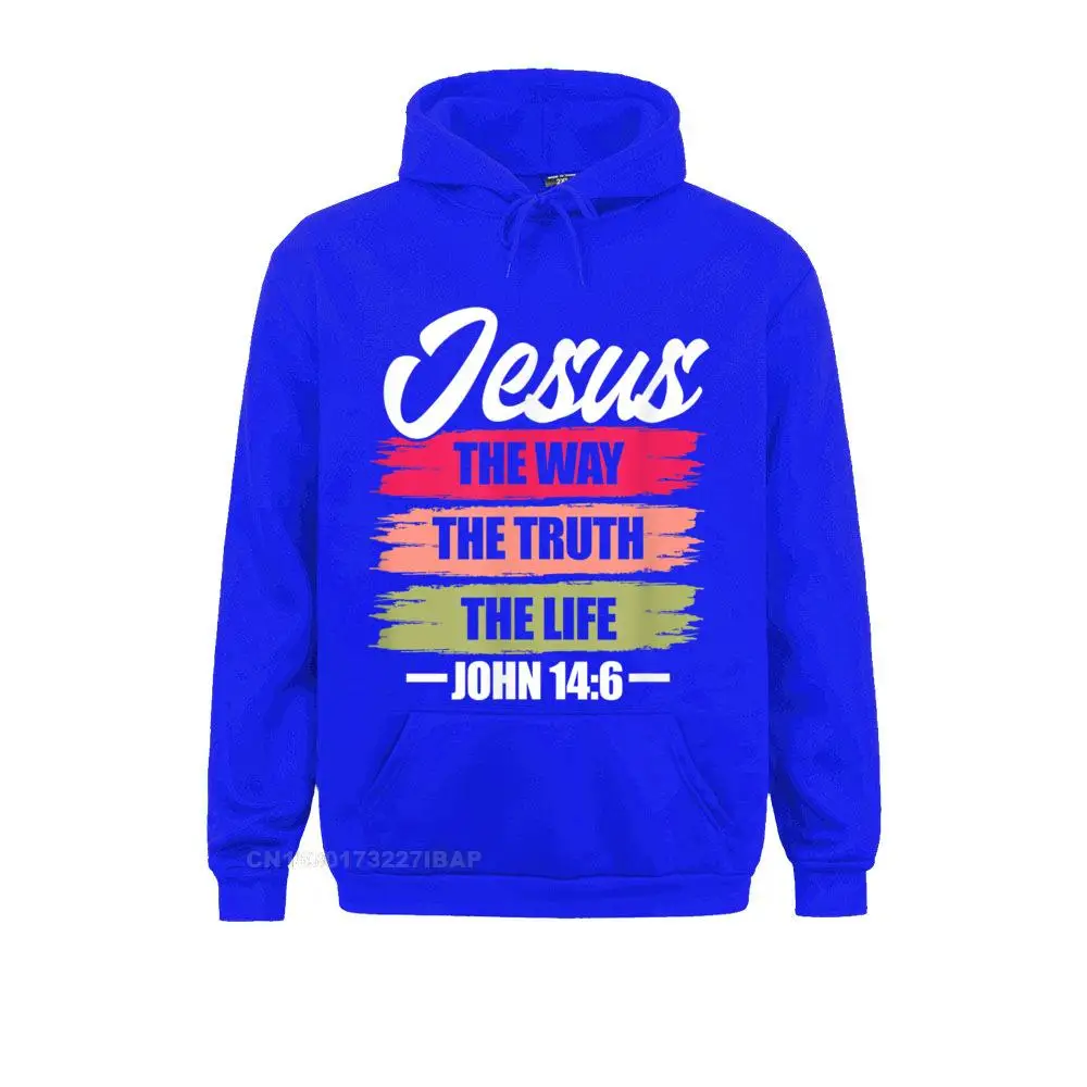 Jesus The Way Truth Life John Christian Bible Verse Hooded Pullover Sweatshirts For Men Printed On Hoodies Plain Clothes Unique