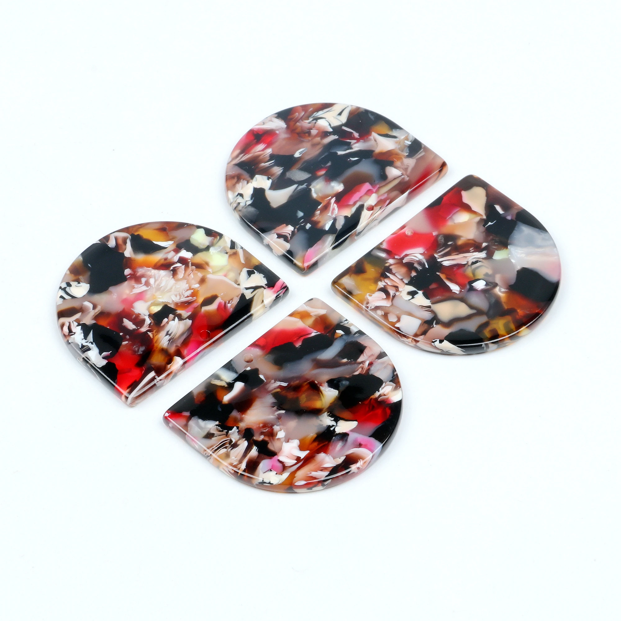 Tortoise Shell Earrings Charm,Acetate Acrylic Special D Shaped Pendants,Boho Earring Parts ,35x30mm,ACE-210