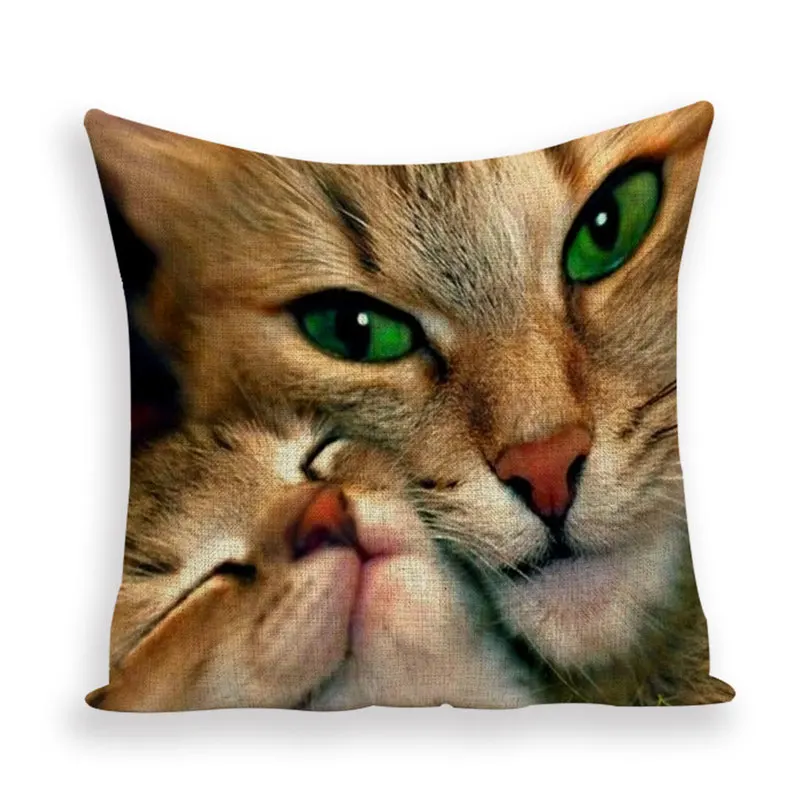 Wandering Tribe New Cartoon Lovely Cat Black Decorative Cushion Cover Throw Pillowcase Linen Fabric Home Decor Sofa Bed Kissen