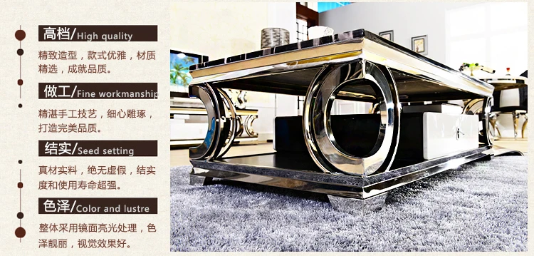 Natural marble Stainless steel Coffee Table Living Room Home Furniture minimalist modern rectangle mesas de centro table basse