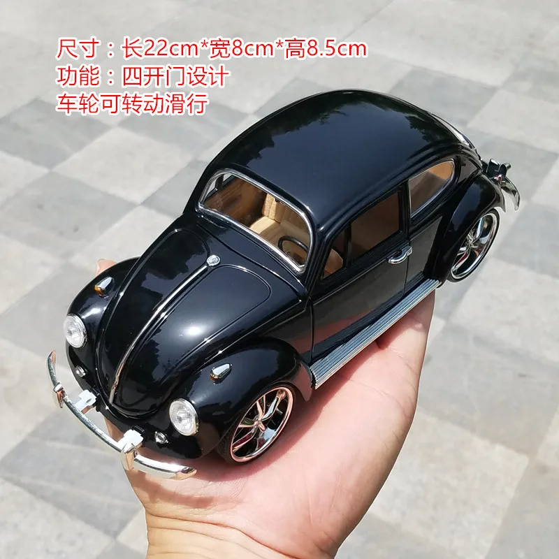 2022 New 1:18 Classic Car Beetle Black Car Alloy Car Model Simulation Car Decoration Collection Gift Toy Die Casting Model