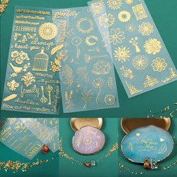 2Pcs/lot Fluorescent Sticker Epoxy Resin Fillings Gold Letters Flowers Leaves Stickers Resin Mold Decor for DIY Jewelry Tools