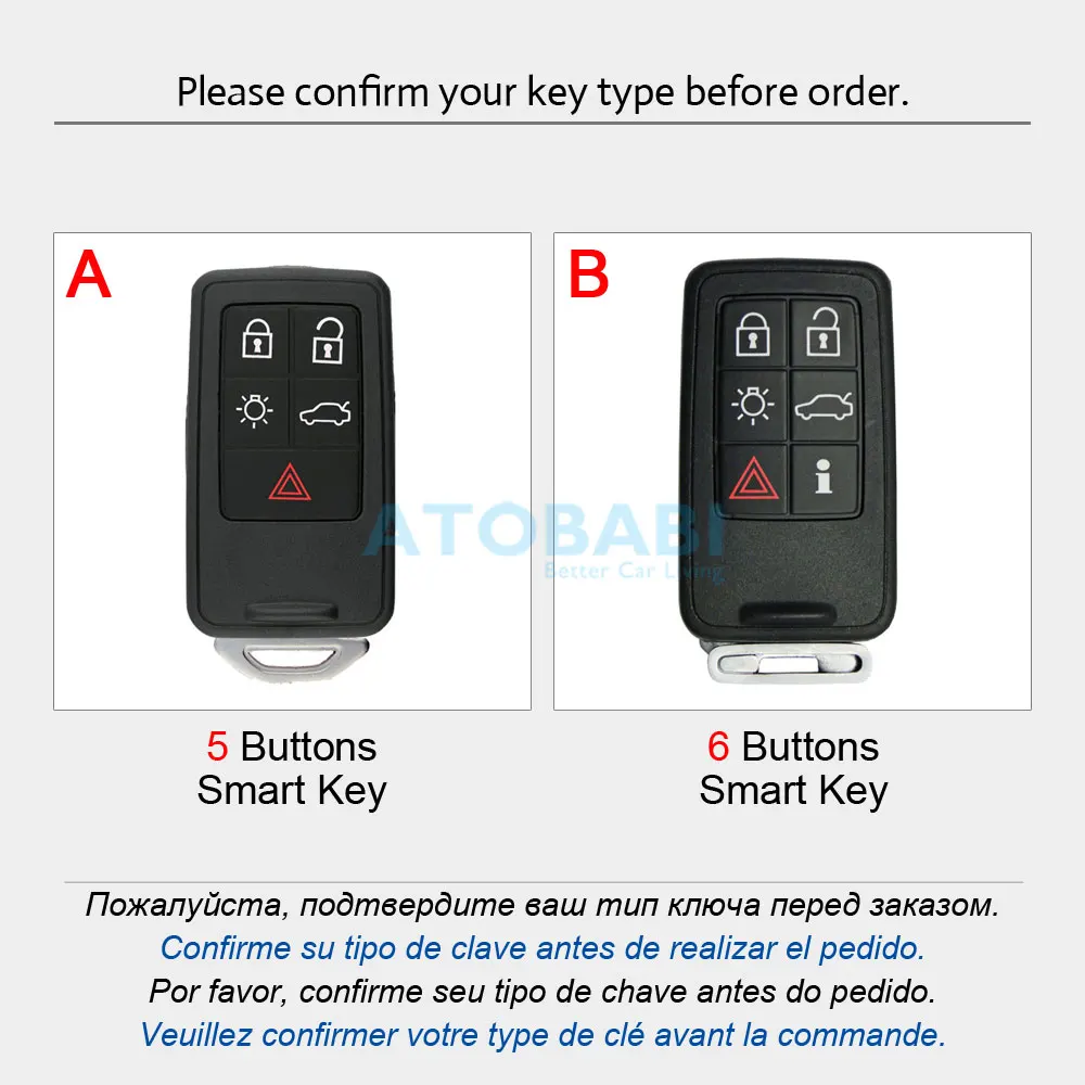 Leather Car Key Cover For Volvo XC70 XC60 V70 V60 S80 S60 V40 Keychain Holder Smart Keyless Remote Control Fobs Protector Cases