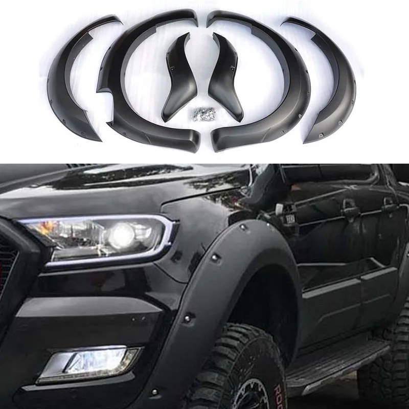 

Fender Flares Accessories Fit For Ford Ranger T6 T7 Pickup Decorative wheel eyebrow thickened and widened Mudguards Car Styling