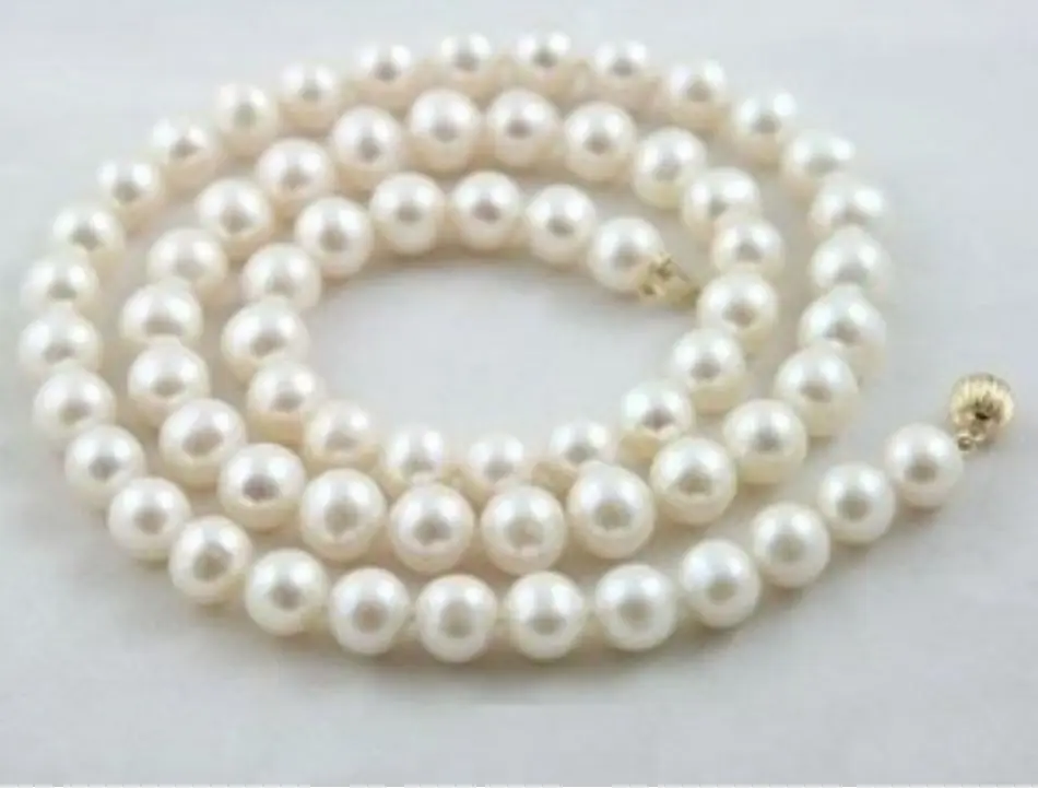 

FREE shipping 7-8MM White Akoya Pearl Necklace AAA 17" 6.07