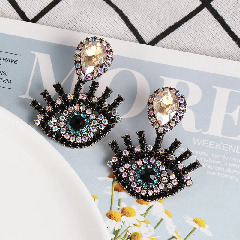 Wholesale JUJIA Ethnic Turkish Eye Beads Tassel Dangle Earrings For Women Boho Exaggerate Statement Jewelry Crystal Earring