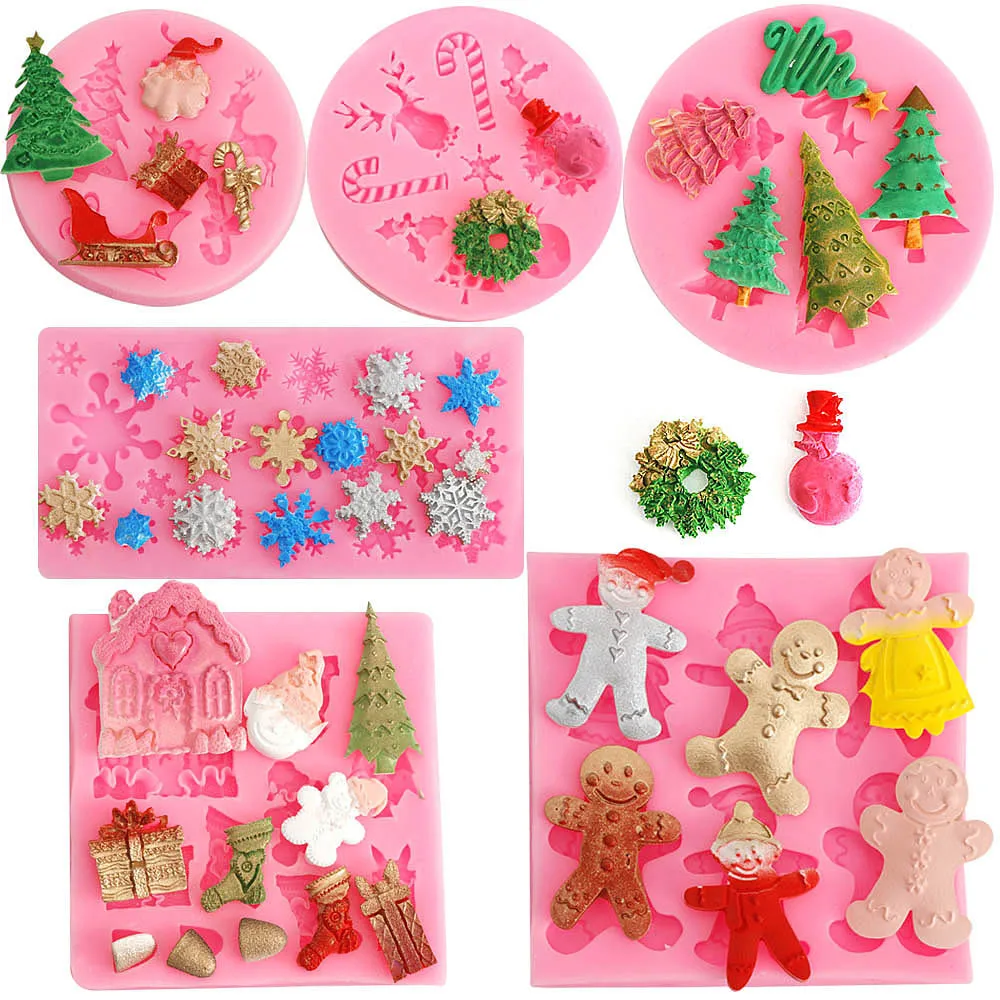 Christmas Bell Santa Tree Cooking Tools Silicone Mold For Baking Of Kitchen Accessories Mug Fondant Sugar Craft Cake Decorating