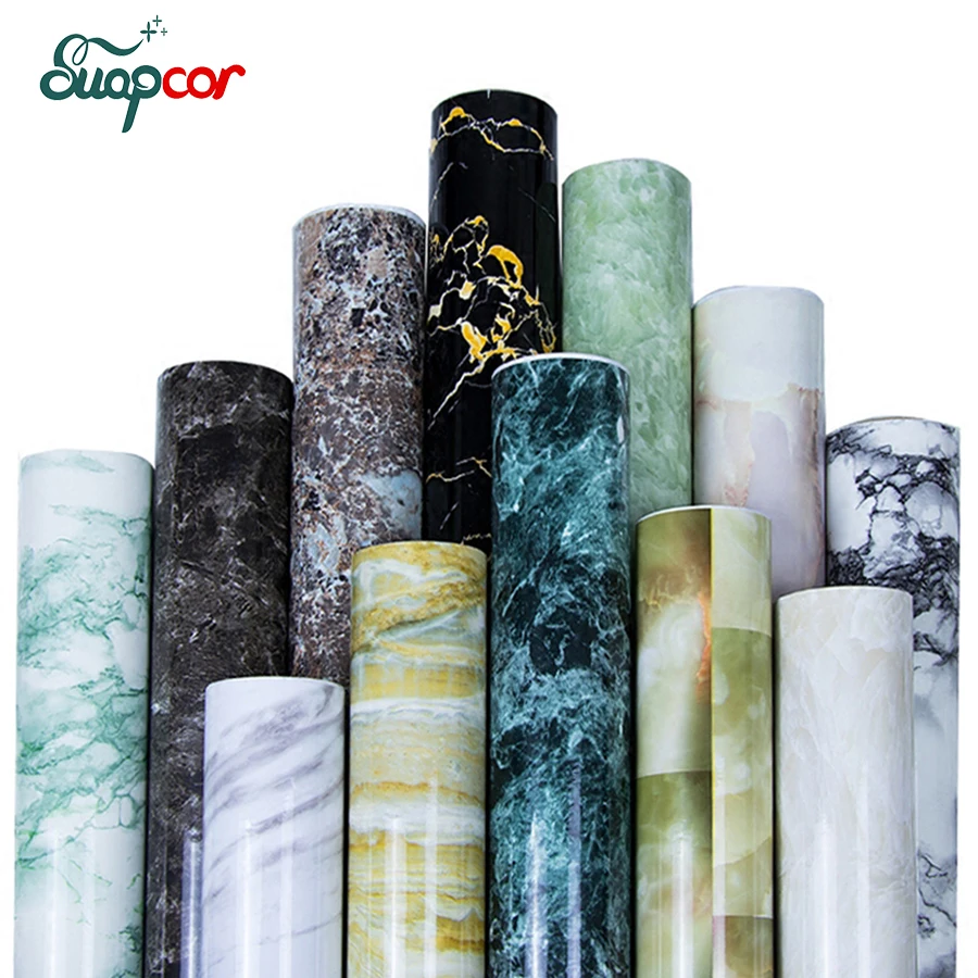 0.4x3M Self Adhesive Marble Wallpaper High Temperature Kitchen Oil Proof Sticker Wardrobe Cupboard Renovation Waterproof Film