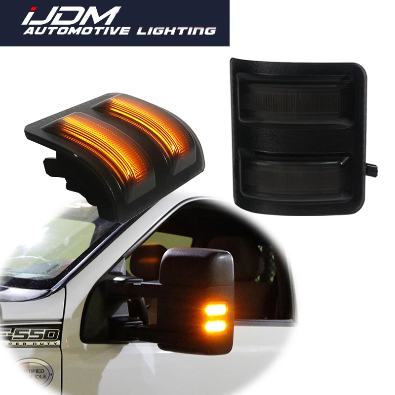 

iJDM For 2008-up Ford F-250 F-350 F-450 F-550 Super Duty Smoked Lens Super Bright Amber LED Car Side Mirror Marker Lights 12V