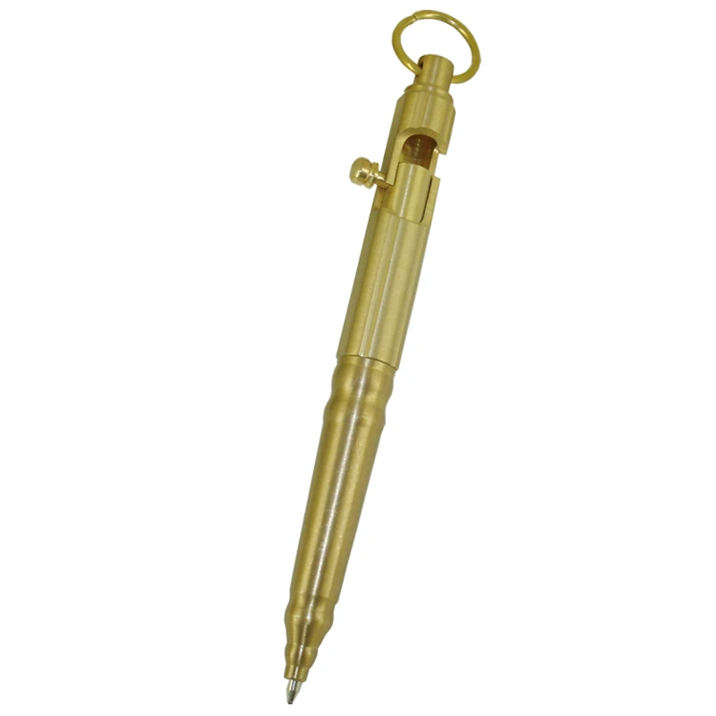 

ACMECN 65g Heavy Solid Brass Pocket Pen NiceEshop Portable Delicate Signature Pen CNC Hand-made Ballpoint with Utility Key Ring