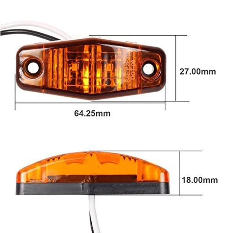 10PCS 2LED Universal Led light Side Marker Car Lights for Trailer Trucks Caravan Clearance Lamp Surface Mount 12V-24V