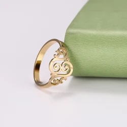 Cazador Vintage Flower Filigree Ring Women Gold Color Stainless Steel Finger Rings Jewelry Anniversary Birthday Mother Gift
