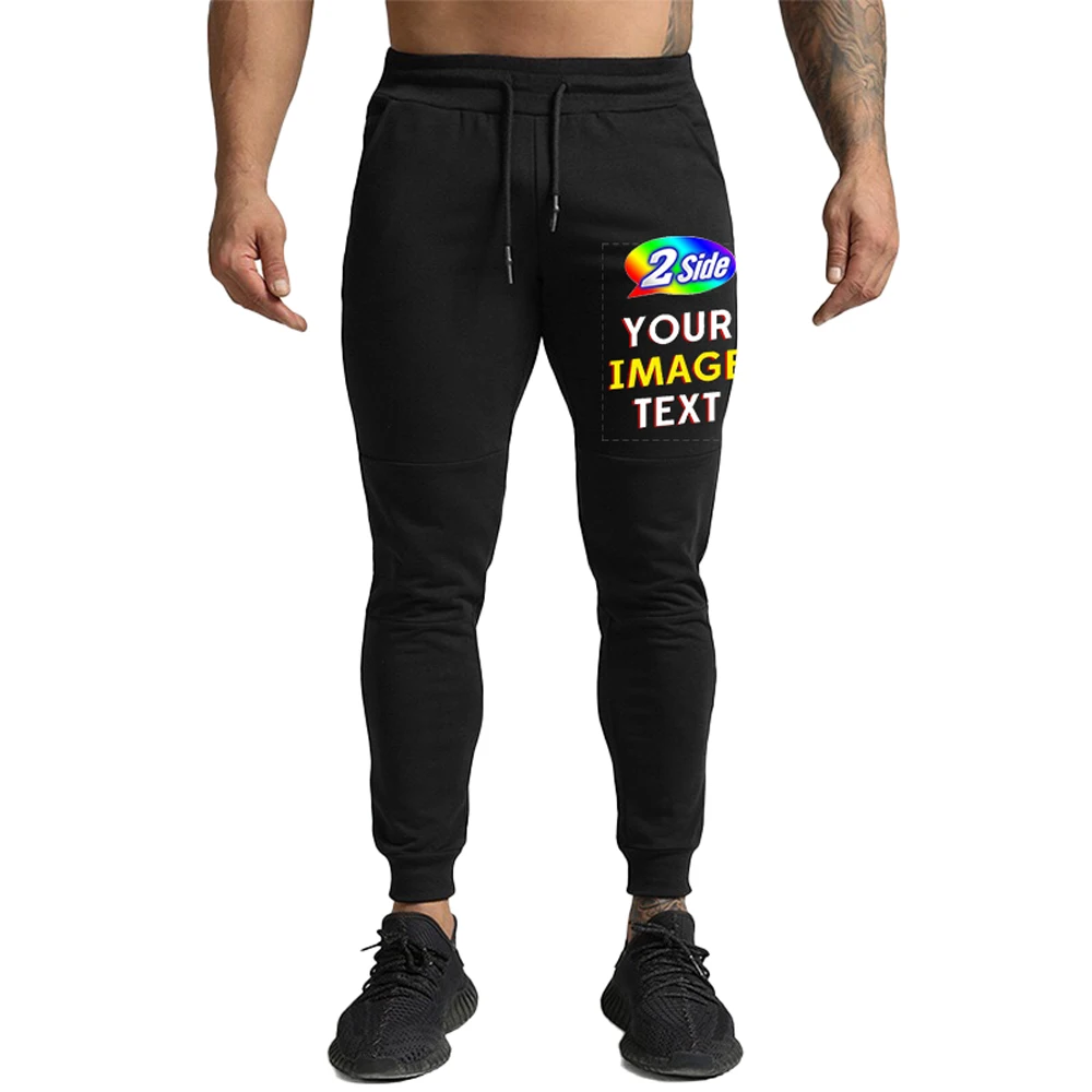 Add Your Logo Design Men's Customized Jogger Gym Workout Sweatpants with Towel Loop