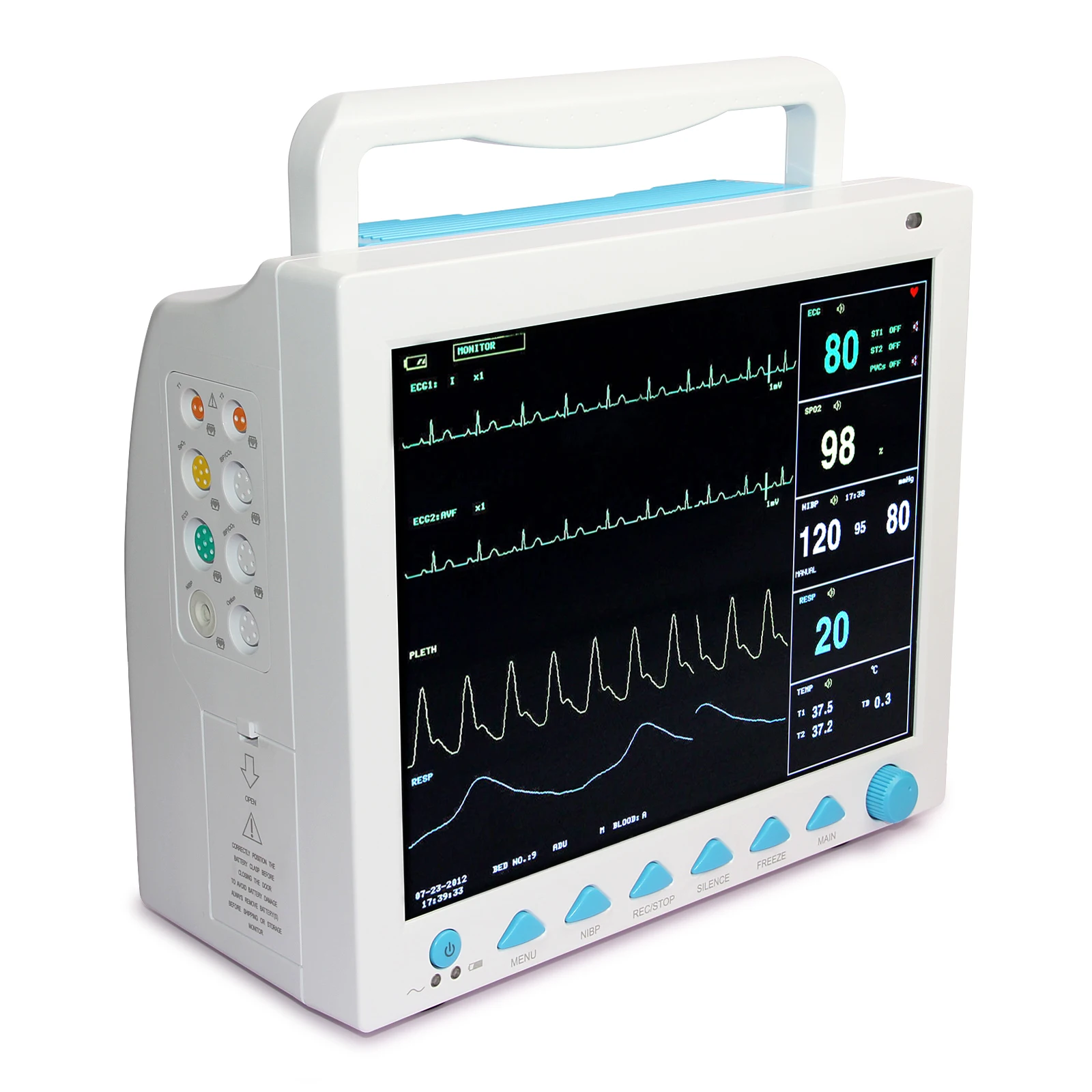 CONTEC CMS8000 Multi-Parameter Patient Monitor 12.1‘’ ICU CCU SPO2 Heart Rate Monitor RESP TEMP ECG PR (Printer, ETCO2 Choose)