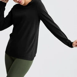 94% Cotton Basic Long Sleeve Womens T-shirt Casual Solid Black White Fashion Korean Autumn Tee Shirt