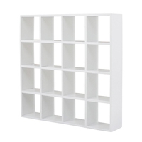 1: 12 Dollhouse Miniature Wooden Storage Rack White 16 Grid Shelves Doll House Decor Wall Rack Bookshelf Display Dollhouse