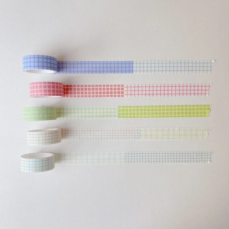 Korea Ins Color Retro Grid Washi Tape Envelope Card Plaid Sealing Sticker Stationery School Tools Creative Decorative Tape 3m