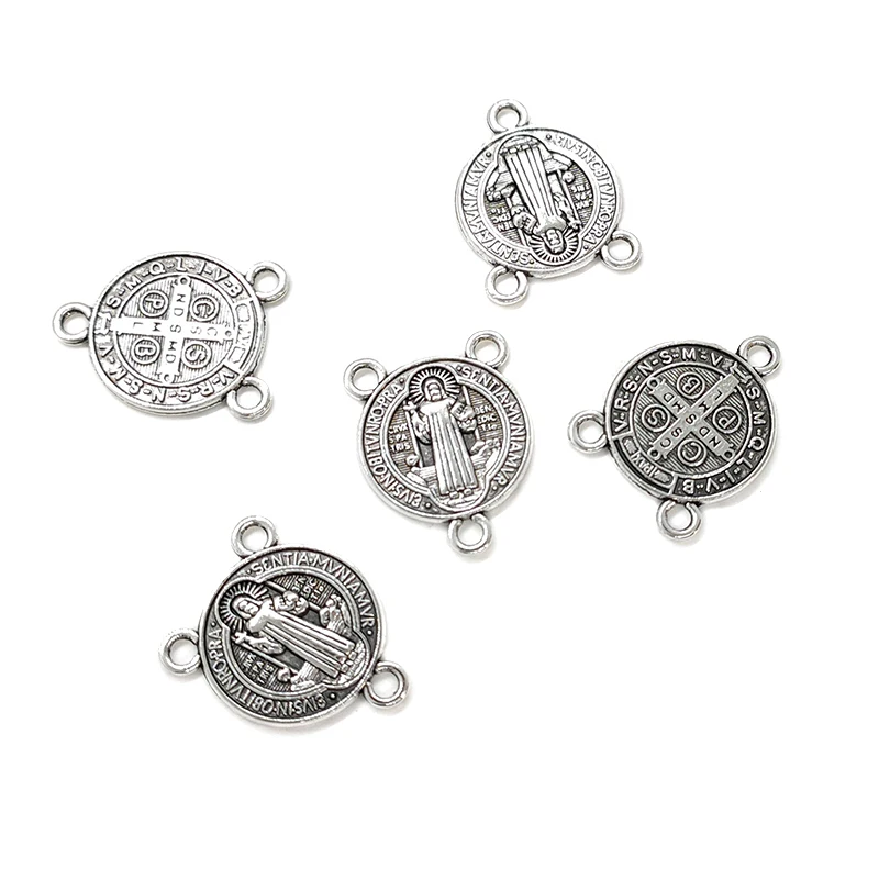 New 10pcs 18MM Handmade Retro Plated  Zinc Alloy Religious Figure Coin Connector Charms for DIY Jewelry Accessories