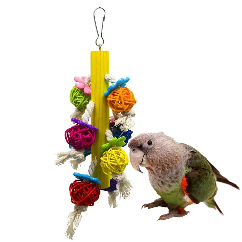 1pc Parrot Hanging Ball Toy Funny Interactive Bird Rattan Ball Parrot Cage Toy Pet Supplies Pet Accessories