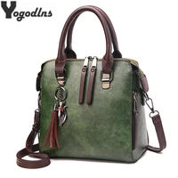 Bolsos de mano Vintage de cuero PU para mujer, bolsos de mensajero para mujer, bolso de hombro tipo bandolera de diseñador con borlas, bolsos de mano Boston, gran oferta