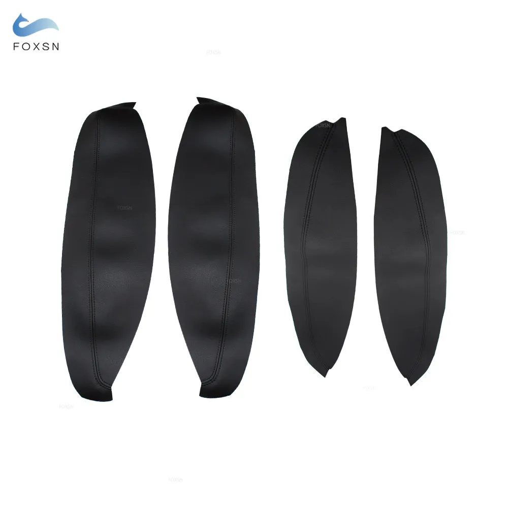 For Nissan QASHQAI J10 2007 2008 2009 - 2015 4pcs Black Microfiber Leather Door Panels Armrest Covers Trim with Mount Fittings