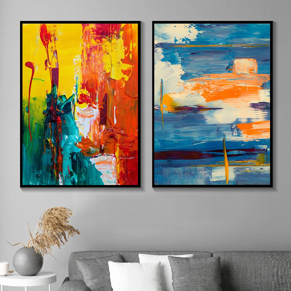 Modern Minimalist Abstract Wall Art Print Oil Painting Colorful Posters and Prints Wall Picture