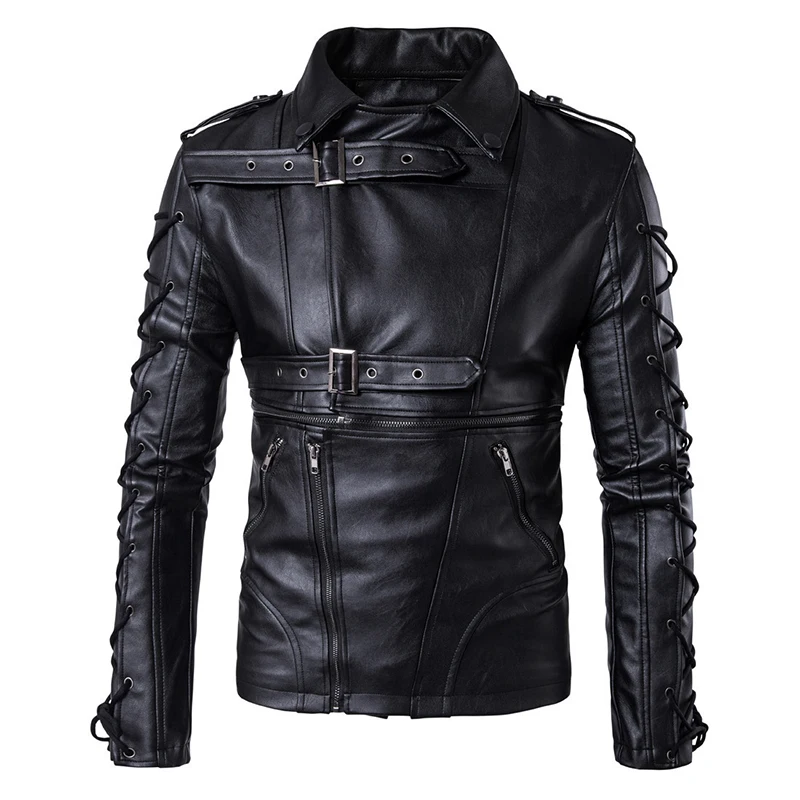 

AOWOFS Brand Men leather jackets coats New degisn Europe and America Fashion motorcycle leather jacket Big Size 5XL Black jaket