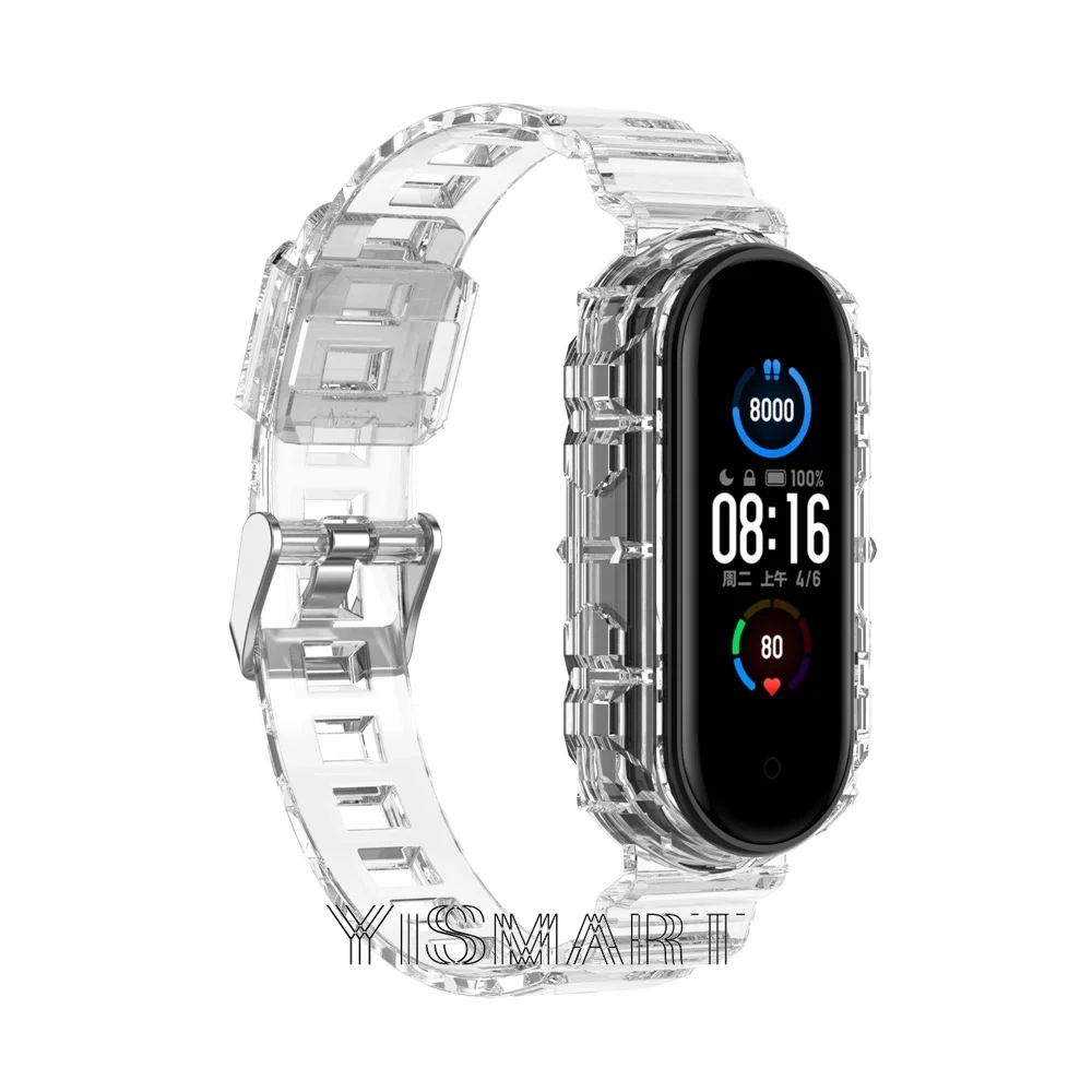 Pasek lodowca dla Xiaomi Mi Band 3 4 NFC bransoletka silikonowy zegarek dla Miband 4 przezroczyste sportowe paski