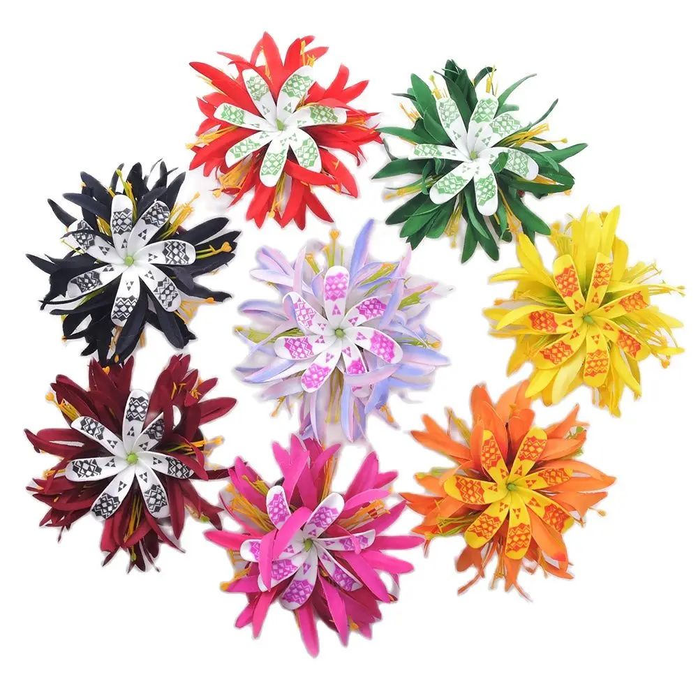 

MIXED COLOR Free Shipping 80pcs/Lot HC00073-B 8 Color 15CM Foam Tiare Hair Claw W Velvet Spide Lily Leaves Hawaii Tropical Aloha