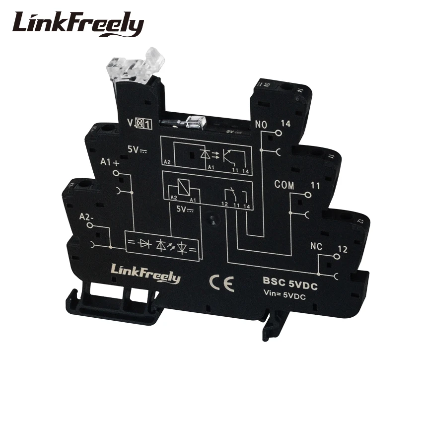 BSC LED Turn Signal Ultra Slim Relay Socket Screw Connection Din Rail Relay Base Holder Vin 5VDC 12VDC 24V 48V 60V 120V 230V