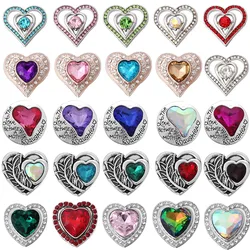 6pcs/lot DIY Love Heart Snap Buttons Jewelry Fit 18mm Metal Snap Button Jewelry DIY Bracelet