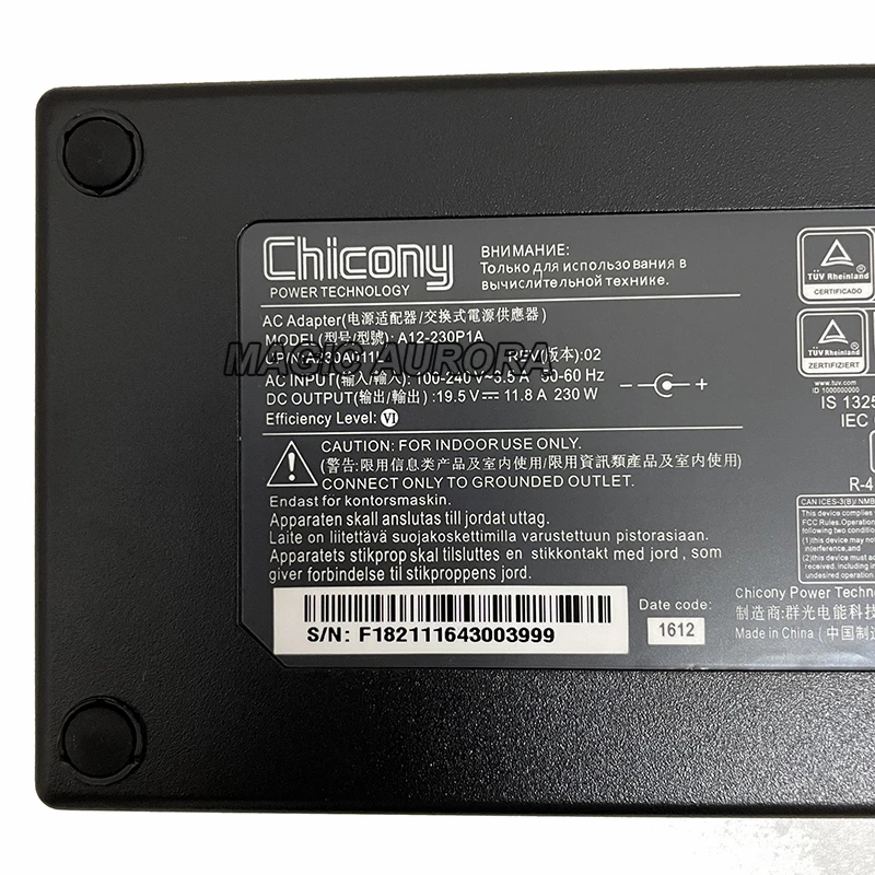 Imagem -02 - Genuíno Adaptador para Chicony 19.5v 11.8a 230w A12230p1a Carregador de Alimentação para Clevo Gaming Portátil P770dm P750zm P775dm P771dm