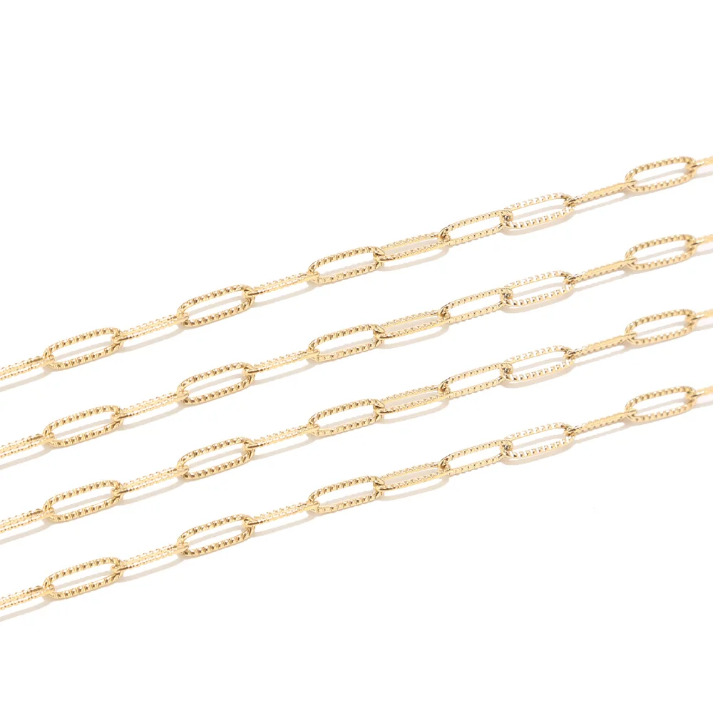 1 Meter 4mm Width Newest Design Stainless Steel Gold Oval Rolo Link Chains Findings Fit for Jewelry Making