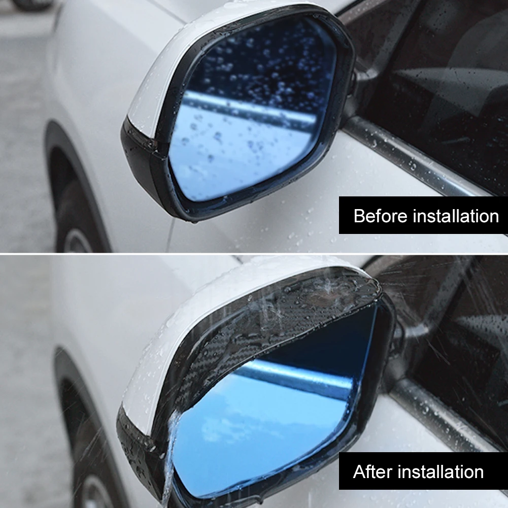 Universal Car Rear View Mirror Rain Cover Sun Visor Car Rain Eyebrow Carbon Fiber Side View Mirror Rainproof ​Auto Accessories