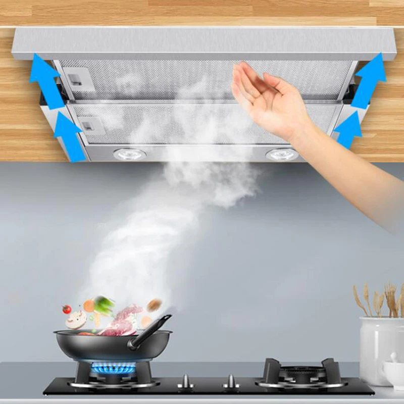 Vali Kéo Phạm Vi Hood Hút Bếp Thoát Khí Hood Nhỏ Hai Động Cơ Nhà Cực Chất Thép Không Gỉ Châu Âu phong Cách Phạm Vi Hood