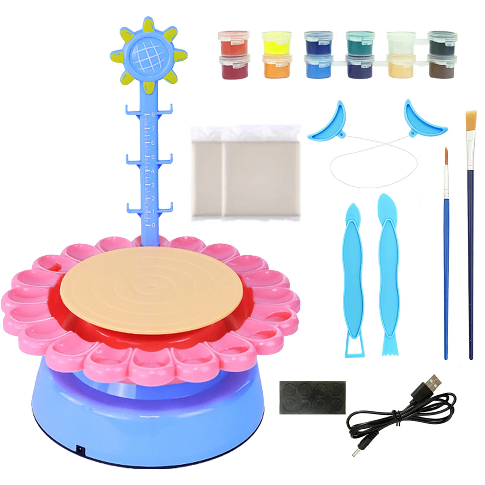 Electric Pottery Wheel Art Craft Kit Arts and Crafts Kids Toys Pottery Forming Machine Craft Paint Palette Set Educational Toy H