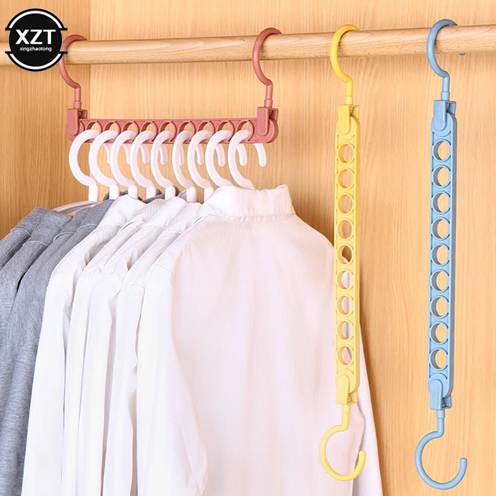 9 Holes Magic Clothes Hanger Multi-function Folding Hanger Rotating Clothes Hanger Wardrobe Drying Clothes Hanger Home Organizer