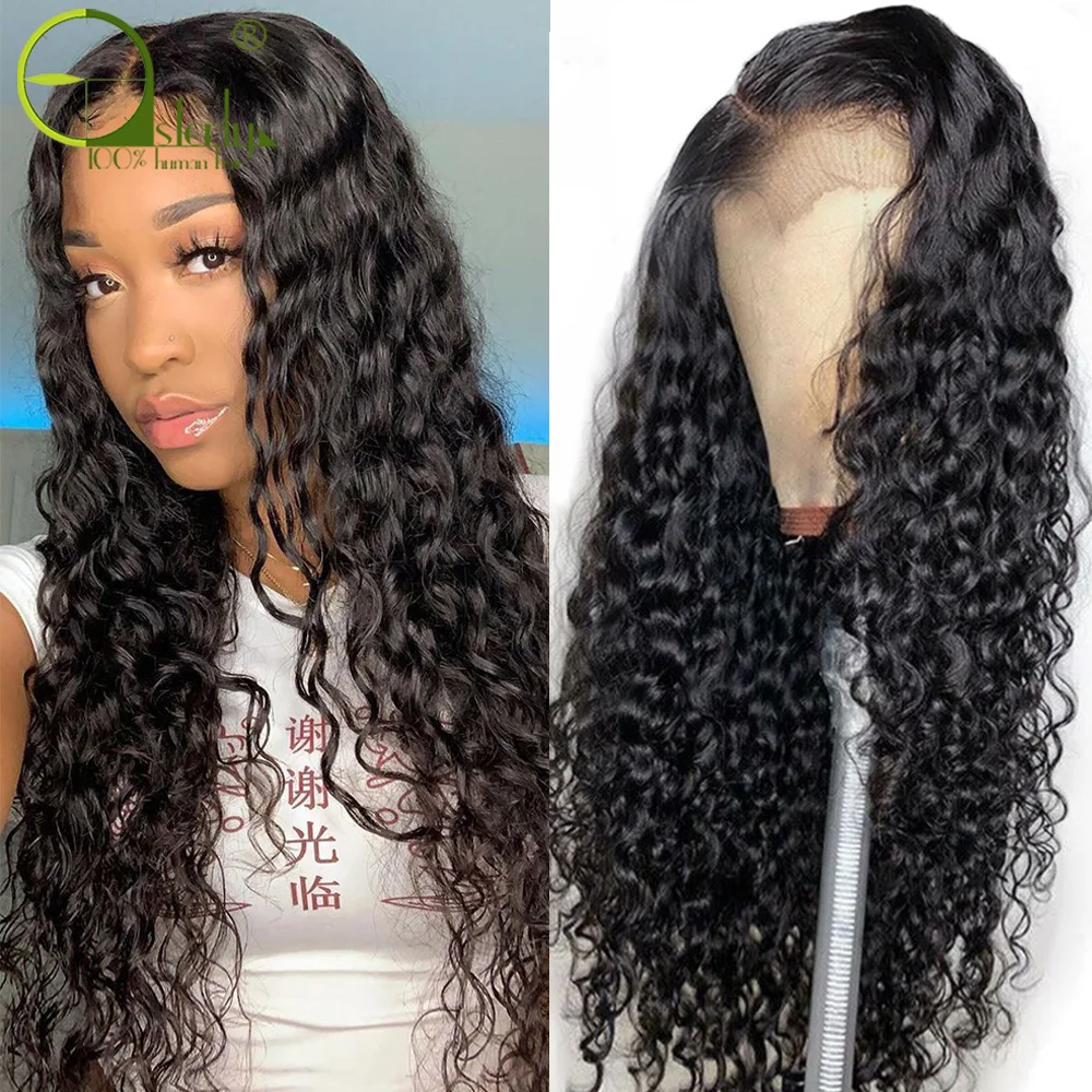 13x4 13x6 Transparent Lace Closure Wig Brazilian 360 Water Wave Lace Frontal Wig Deep Curly Lace Front Human Hair Wigs For Women