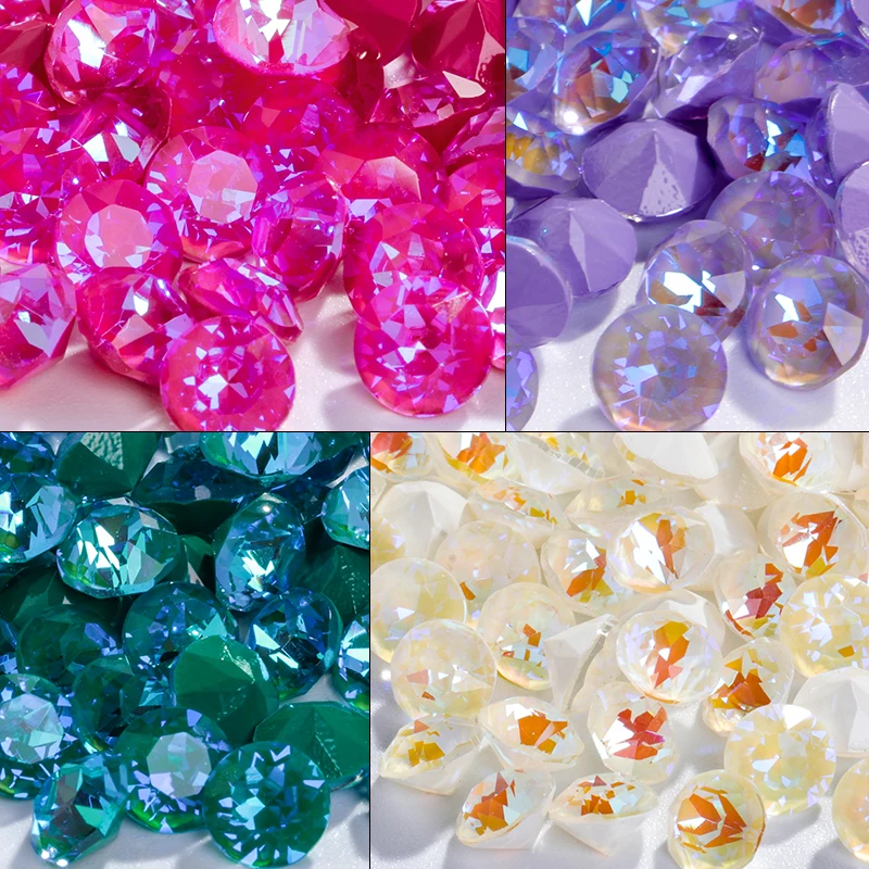 XiChuan 50Pcs 4/5/6mm Pointback Gem Nail Art Rhinestone Glue On Nail Glass Crystal Beads For DIY Nail Accessories Jewelry Making