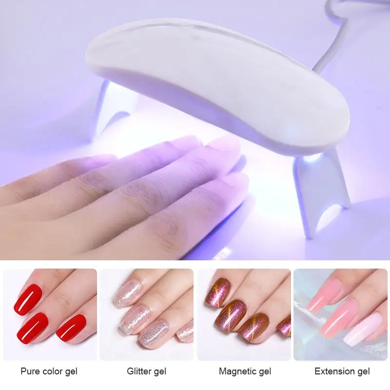 Mini 6W Nail Dryer LED UV Lamp Micro USB Gel Varnish Curing Machine Nail Art Equipment 3LEDS Beads Manicuring Nail Tool