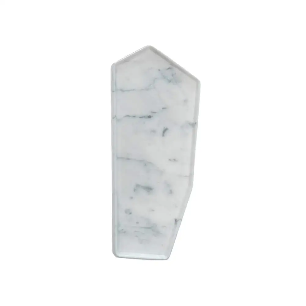 Natural Marble Irregular Polygonal Vanity Tray Jewelry Dish Cosmetics Organizer (Snow Star White 1)