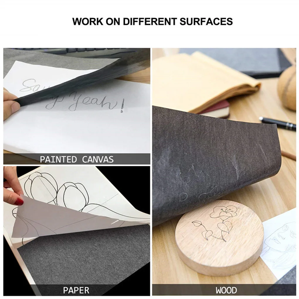 100pcs A4 Carbon Paper Black Legible Graphite Transfer Tracing Painting Reusable Art Surfaces Copy Paper