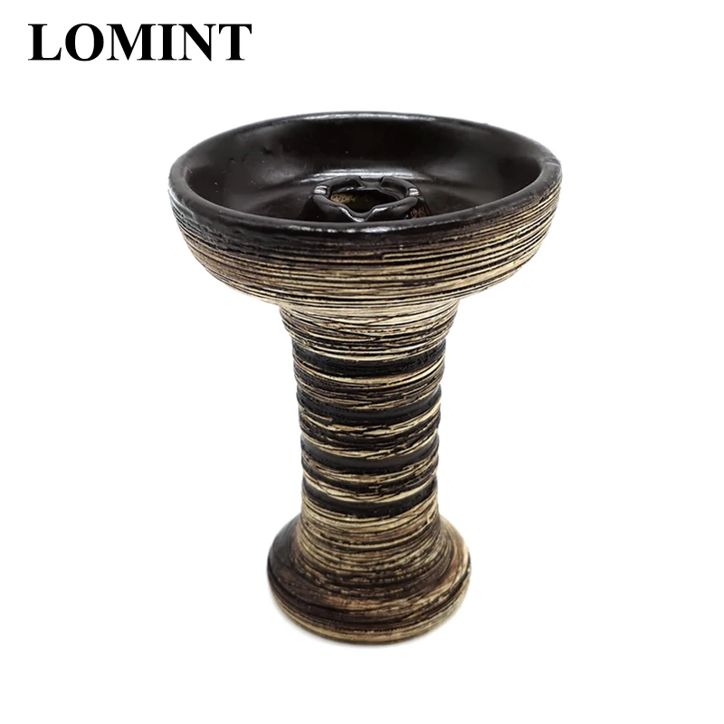 LOMINT 1 Hole Black Texture Hookah Bowls Ceramic Shisha Tobacco Bowl Narguile Accessories LM-B111