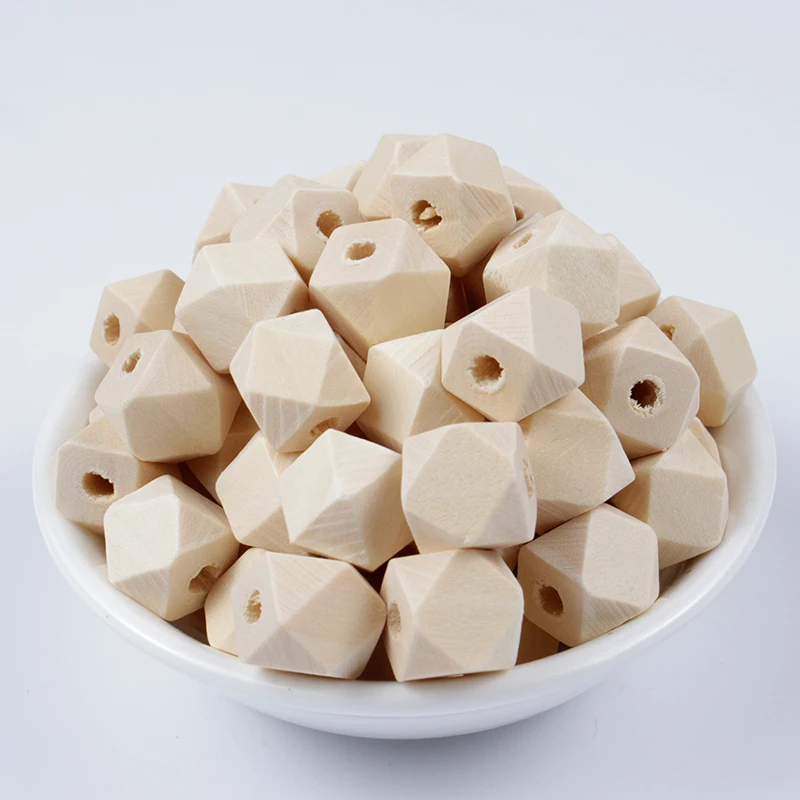 Natural Faceted Wooden Unfinished Geometric Spacer Beads For Jewelry Make Handmake DIY Accessories