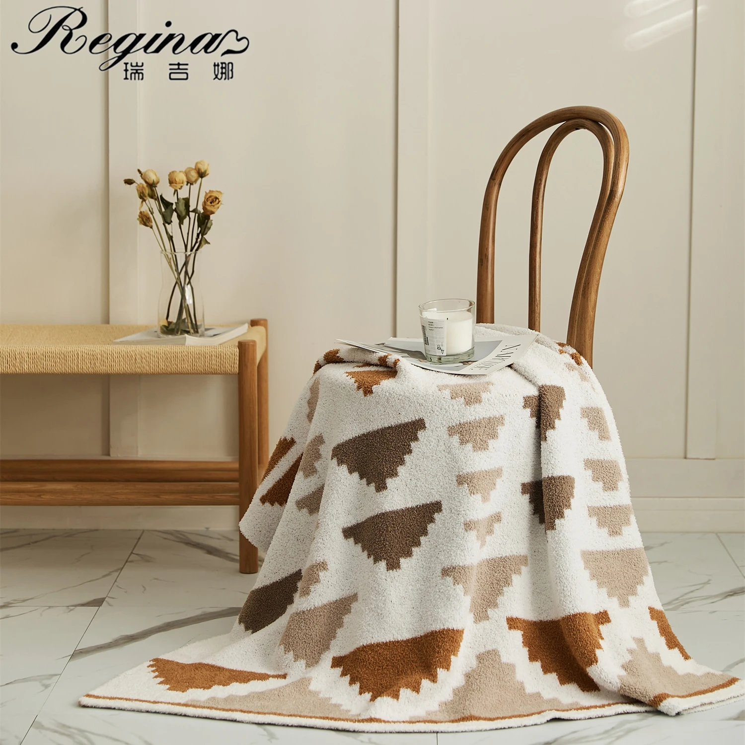 

REGINA Luxury Fuzzy Plush Plaid Blanket Microfiber Fabric Spring Decoration Fluffy Throws Soft Sofa Bed Bedspread Quilt Blankets