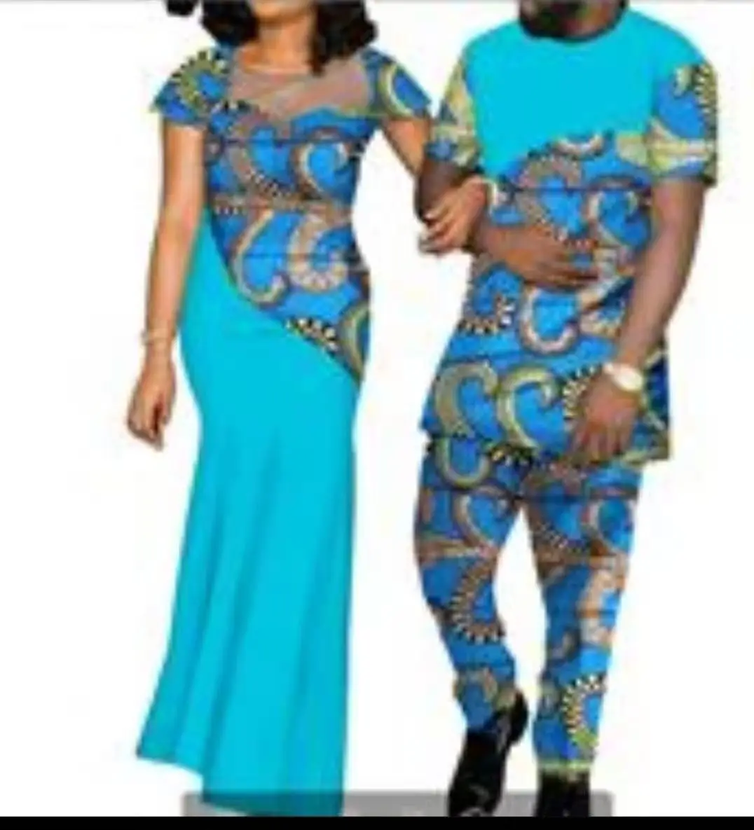 Afrikaanse Paar Kleren Vrouwen Lange Jurk En Mannen Trainingspak Dashiki Outfits Shirts En Broek Set Avond Wedding Ankara wax