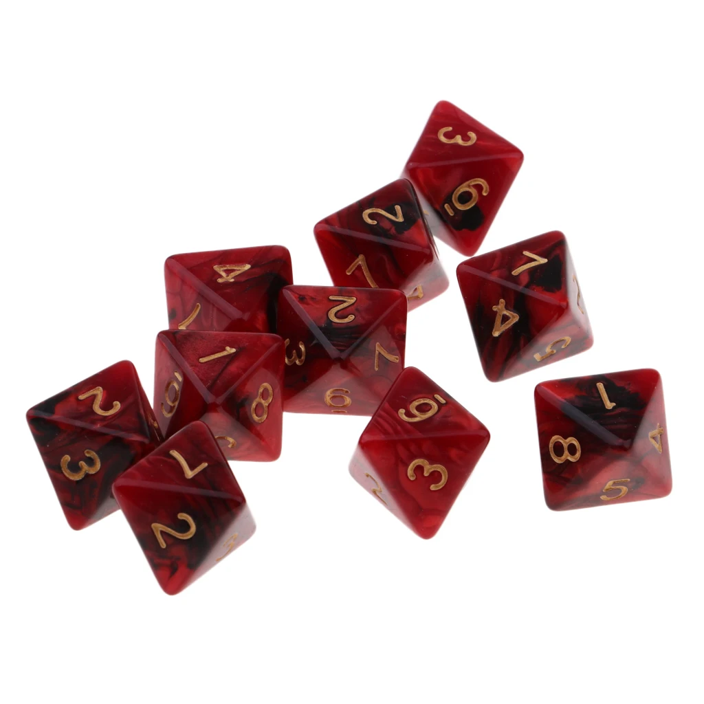 10 Pieces Polyhedral Dice Set Multi-sided Dice D8 for TRPG D& Dragons Game 8-sided Dice Set