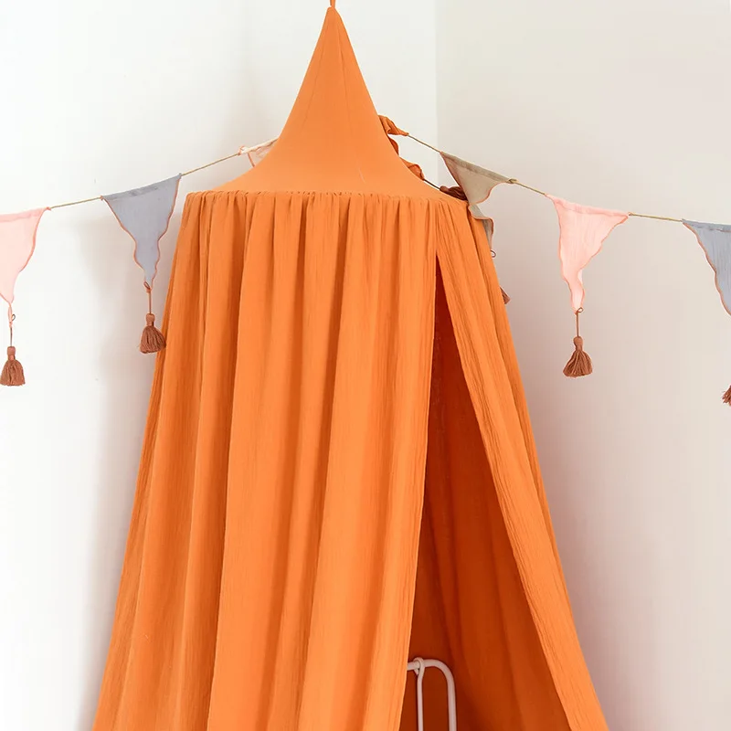 Estilo nórdico Princesa Algodão Pendurado Canopy Frills Algodão Berço Kid Room Decor Cama Cortina Nursery Mosquito Net Bedding Dome Tent