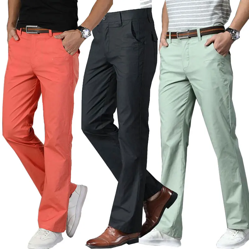 Pantalones casuales para hombre, pantalones informales finos de Micro acampanado, elásticos coreanos, ajustados, acampanados, primavera y verano